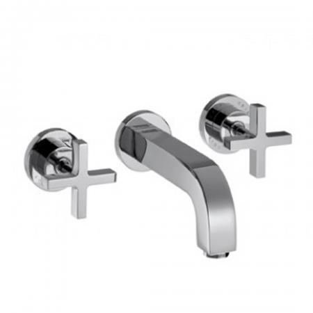 AXOR Citterio 3-hole basin mixer for concealed installation wall-mounted with spout 222 mm, cross handles and escutcheons