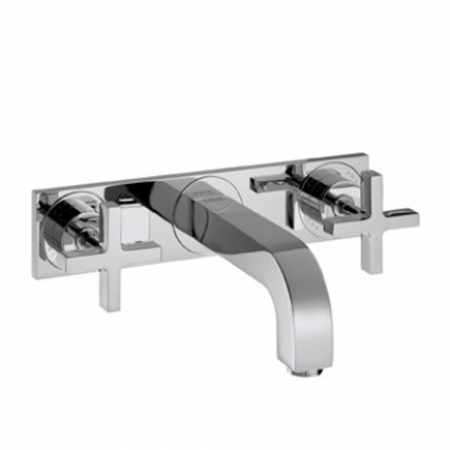 AXOR Citterio 3-hole basin mixer for concealed installation wall-mounted with spout 166 mm, cross handles and plate