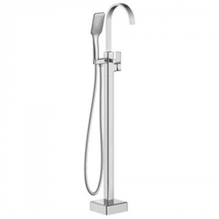 Square Chrome Free Standing Bath Mixer with H/S
