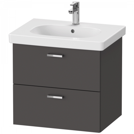 Duravit XBase Vanity Unit wall-mounted, 2 drawers 560x600x458mm, graphite matt