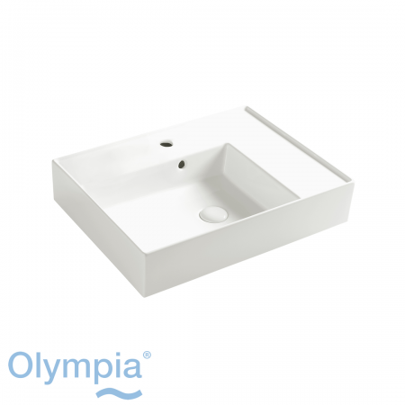 Olympia Drop Vanity 1Th - Left Bowl 600mm Incl Fixations - Olympiglaze Gloss White