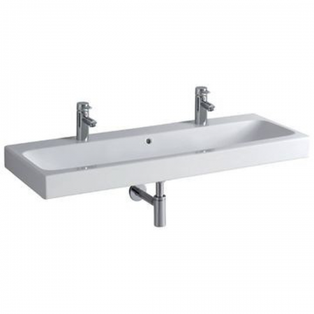 Geberit iCon washbasin: B=120cm, T=48.5cm, Tap hole=left and right, Overflow=visible, white