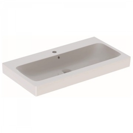 Geberit iCon lay-on washbasin: 90x48.5cm, Tap hole=central, Overflow=visible, white