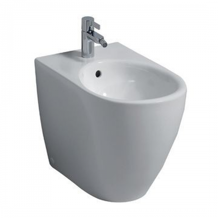 Geberit iCon floor-standing bidet, back-to-wall, shrouded: T=56cm, Overflow=visible, white