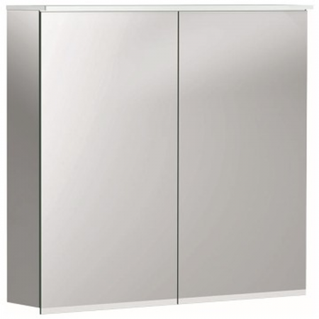 Geberit Option Plus mirror cabinet with lighting and two doors: 75x70x17.2cm, Body: outside mirrored, Doors: inside and outside mirrored