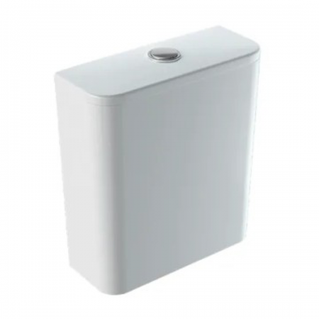 Geberit Smyle Square exposed cistern, close-coupled, dual flush, bottom water supply connection: white