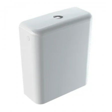 Geberit Smyle exposed cistern, close-coupled, dual flush, lateral water supply connection: white