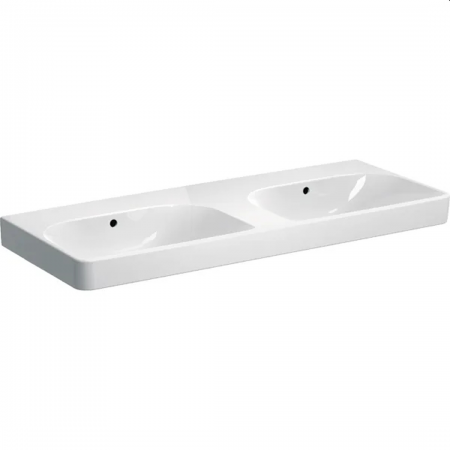 Geberit Smyle Square double washbasin: B=120cm, T=48cm, Tap hole=without, Overflow=visible, white