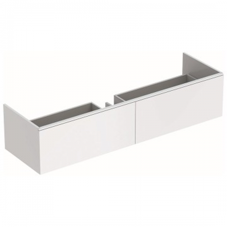 Geberit XenoÂ² cabinet for washbasin made of solid surface material, with two drawers: B=159.5cm, H=35cm, T=47.3cm, white / matt coated