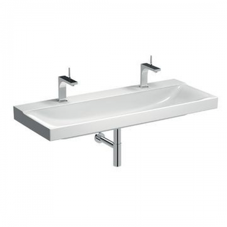 Geberit XenoÂ² washbasin: B=120cm, T=48cm, Tap hole=left and right, Overflow=without, KeraTect / white