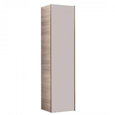 Geberit Citterio tall cabinet with one door: B=40cm, H=160cm, T=37.1cm, taupe / shiny glass, oak beige / wood-textured melamine