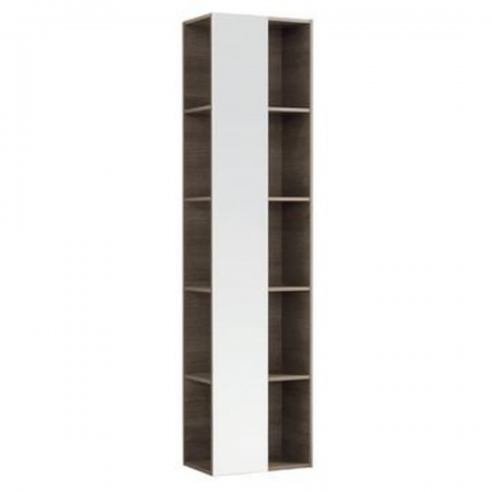 Geberit Citterio shelf unit with mirror: B=40cm, H=160cm, T=25cm, oak grey-brown / wood-textured melamine