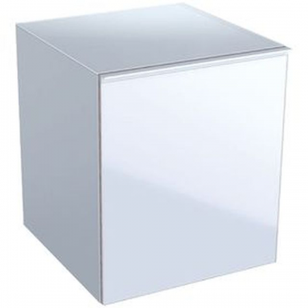 Geberit Acanto low cabinet with one drawer and internal drawer: B=45cm, H=52cm, T=47.6cm, white / high-gloss coated, white / shiny glass