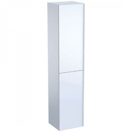 Geberit Acanto tall cabinet with two doors: B=38cm, H=173cm, T=36cm, white / high-gloss coated, white / shiny glass
