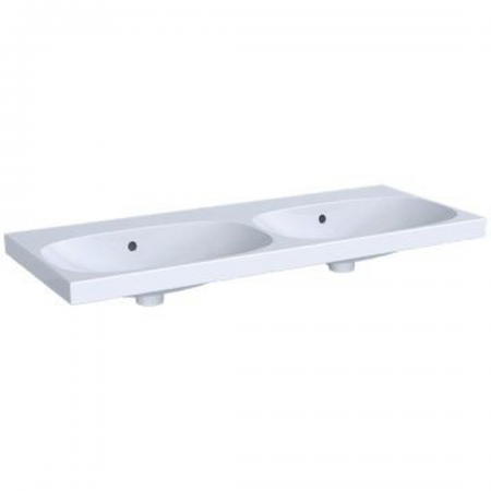 Geberit Acanto double washbasin: 120x48cm, Tap hole=without, Overflow=visible, white