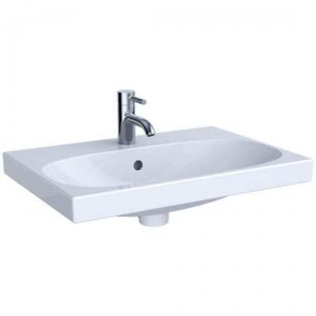 Geberit Acanto washbasin, small projection: B=60cm, T=42.2cm, Tap hole=centred, Overflow=visible, white