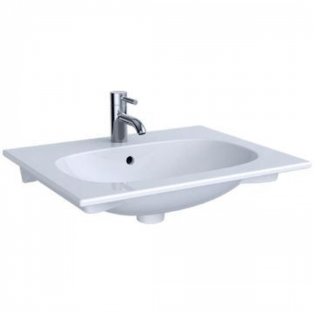Geberit Acanto vanity basin: B=90cm, T=48cm, Tap hole=centred, Overflow=visible, white