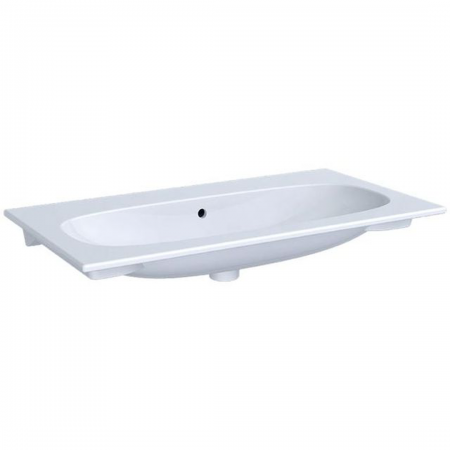 Geberit Acanto vanity basin: B=90cm, T=48cm, Tap hole=without, Overflow=visible, white