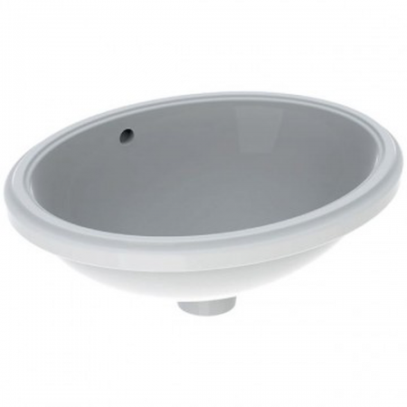 Geberit VariForm under-countertop washbasin, oval: B1=42cm, T=42cm, Overflow=visible, white