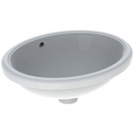 Geberit VariForm under-countertop washbasin, oval: B1=42cm, Tap hole=without, Overflow=visible, white