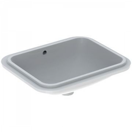 Geberit VariForm under-countertop washbasin, rectangular: B1=50cm, T=49cm, Overflow=visible, white