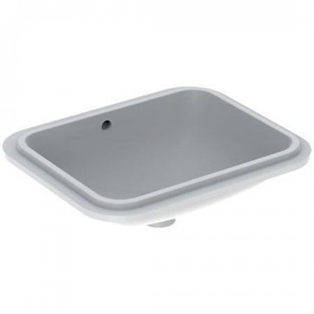 Geberit VariForm under-countertop washbasin, rectangular: B1=50cm, Tap hole=without, Overflow=visible, white
