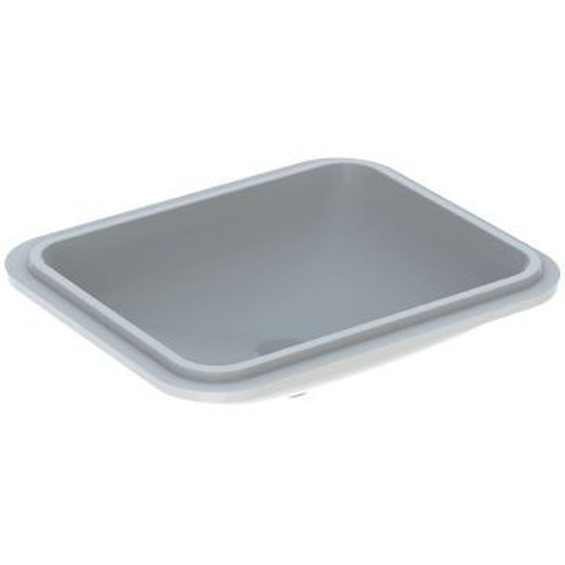 Geberit VariForm under-countertop washbasin, rectangular: B1=50cm, Tap hole=without, Overflow=without, white / bottom side: glazed