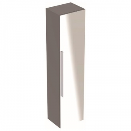 Geberit iCon tall cabinet with one door and external mirror: B=36cm, H=150cm, T=31.7cm, platin / high-gloss coated