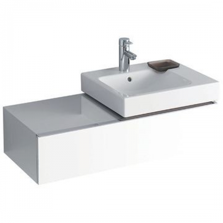 Geberit iCon cabinet for washbasin, with one drawer and shelf surface: B=89cm, H=24cm, T=47.7cm, white / high-gloss coated