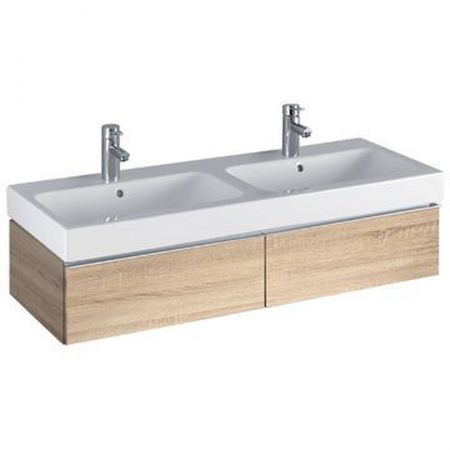 Geberit iCon cabinet for double washbasin, with two drawers: B=119cm, H=24cm, T=47.7cm, oak nature / wood-textured melamine