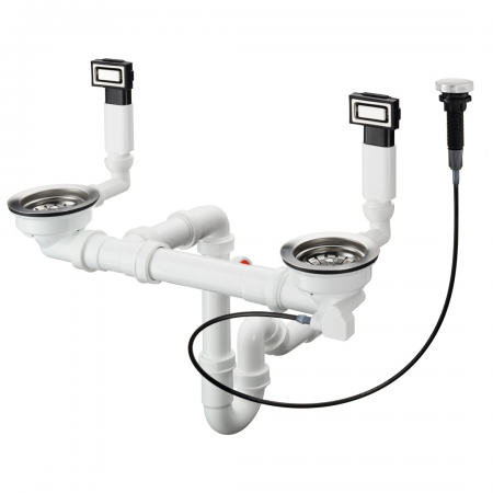 Hansgrohe D15-11 Automatic waste and overflow set for double bowl