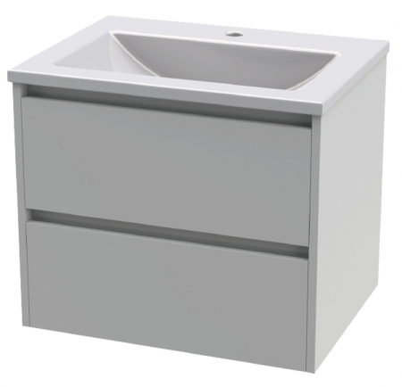 Lecico Compatta 600mm Wall Hung Unit High Gloss White + Basin 2 Drawer