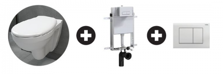 Lecico atlas geo rimless combo with cistern & White flush plate
