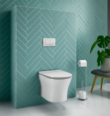 Lecico stile combo with cistern & black flush plate