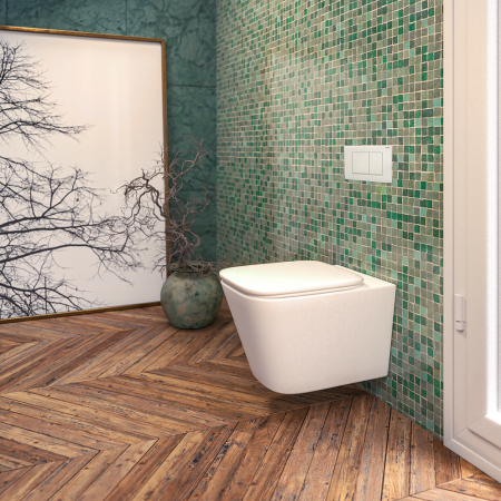 Lecico volta combo with cistern & chrome flush plate