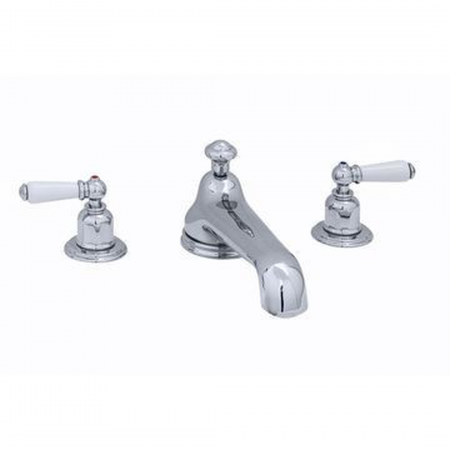 Perrin & Rowe Three hole deck mounted basin mixer - White Lever Handles