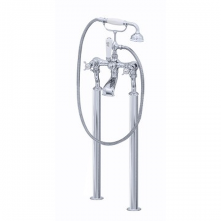 Perrin & Rowe  Floor Mounted Bath Mixer - Crosshead Handles