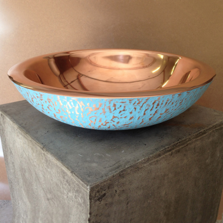 Copper & Turquoise Double Skin Basin 450