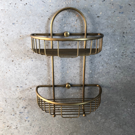 Double Caddy Shower Basket -   Brass