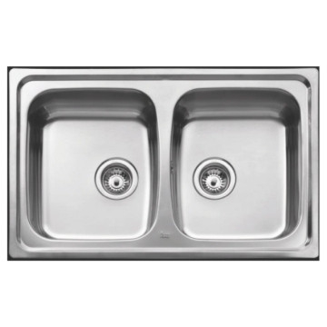 Basico 2B Double Bowl Drop-In Sink 790x500x150mm Unpolished Stainless Steel
