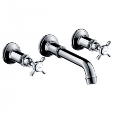 AXOR Montreux 3-hole basin mixer for concealed installation wall-mounted with spout 165 - 225 mm and cross handles