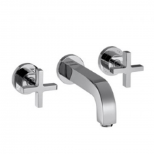 AXOR Citterio 3-hole basin mixer for concealed installation wall-mounted with spout 222 mm, cross handles and escutcheons