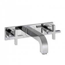 AXOR Citterio 3-hole basin mixer for concealed installation wall-mounted with spout 226 mm, cross handles and plate