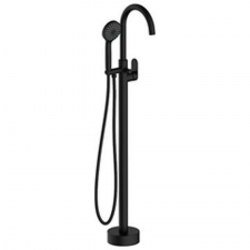 Round Black Free Standing Bath Mixer with H/S