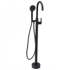 Round Black Free Standing Bath Mixer with H/S
