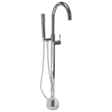 Round Chrome Free Standing Bath Mixer with H/S