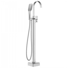 Square Chrome Free Standing Bath Mixer with H/S