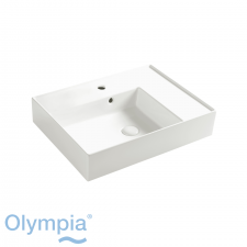 Olympia Drop Vanity 1Th - Left Bowl 600mm Incl Fixations - Olympiglaze Gloss White
