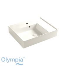 Olympia Drop Vanity 1Th - Left Bowl 600mm Incl Fixations - Olympiglaze Matt White