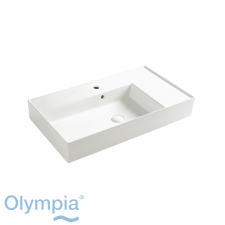 Olympia Drop Vanity 1Th - Left Bowl 800mm Incl Fixations - Olympiglaze Gloss White